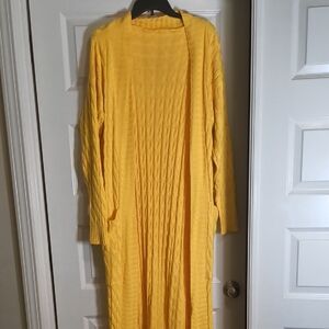Yellow Cable Knit Cardigan